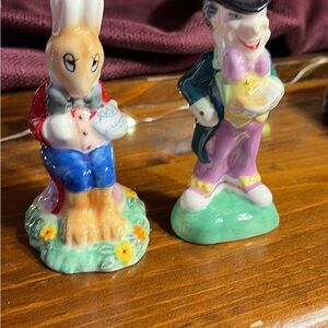 Charming Ceramic Rabbit and Mad Hatter Shakers